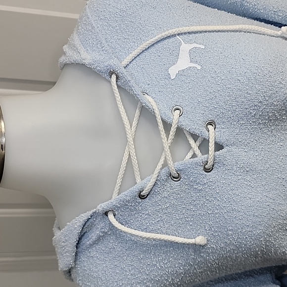 Victoria's Secret Tie Front Terry Cloth Pullover Varsity Light blue X small - Picture 1 of 9